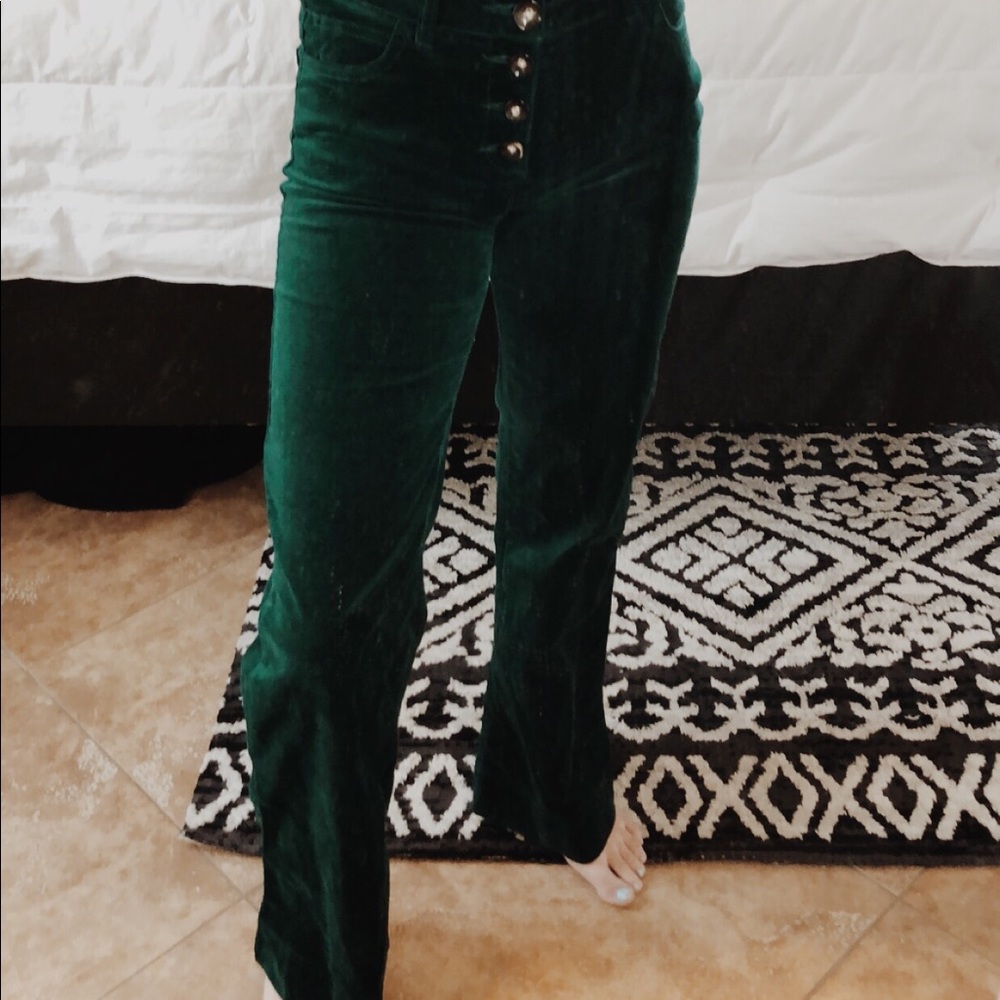 teal velvet flare pants